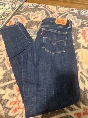 27/30 Levi's Dark Indigo Straight Jeans - Navy Blue